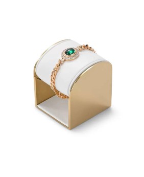 Présentoir de luxe pour bracelets et montres en velours blanc doré
