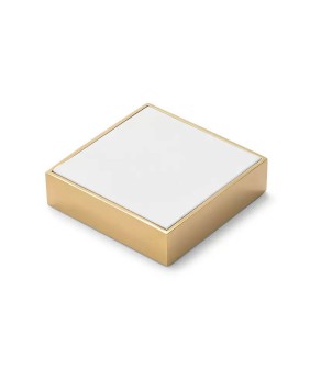 Bandeja de apresentação de joias com acabamento dourado de veludo branco premium