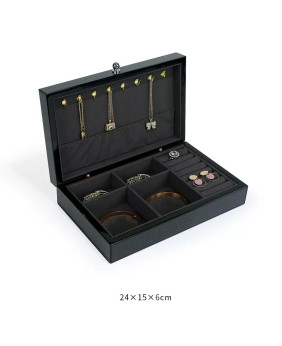 New Black Wood Painting  Jewelry Box Organizer For Women