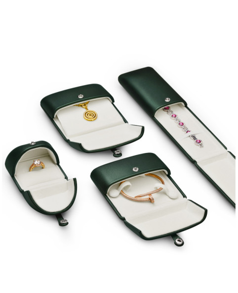Luxe donkergroene leren sieraden geschenkdoos ring verpakkingsdoos
