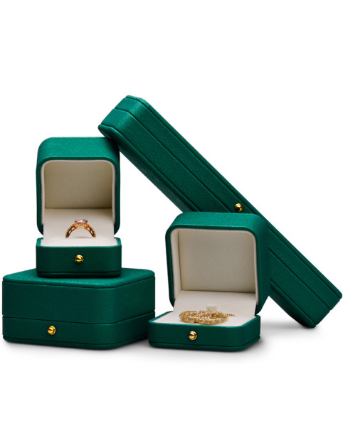 Luxury Green Leather Jewelry Gift Box Bangle Packaging Box For Sale