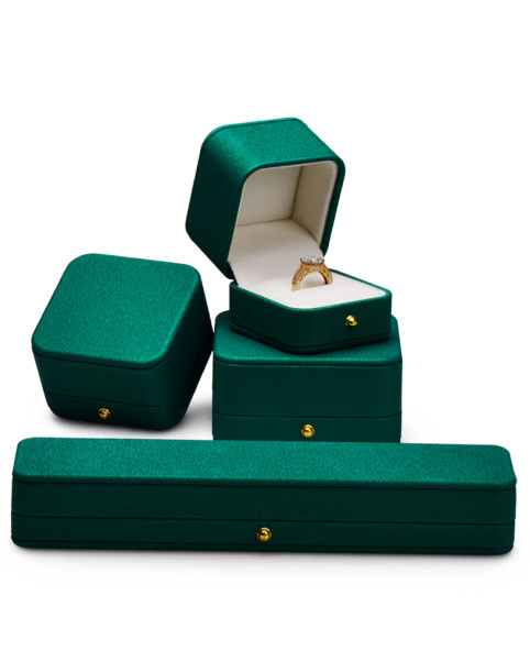 Luxury Green Leather Jewelry Gift Box Bangle Packaging Box For Sale