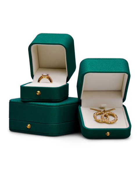 Luxury Green Leather Jewelry Gift Box Bangle Packaging Box For Sale