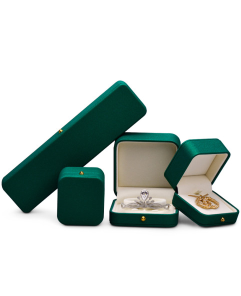 Luxury Green Leather Jewelry Gift Box Bangle Packaging Box For Sale