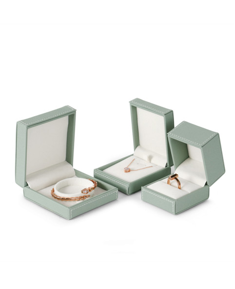 Luxury Light Green Leather Jewelry Gift Box Ring Packaging Box