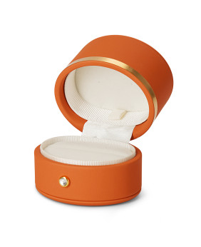 Caja de regalo de joyería de cuero naranja de lujo Caja de embalaje de anillo