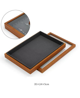 Neues Präsentationstablett aus Holzsamt für Schmuck zu verkaufen