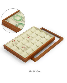 New Wooden Velvet Jewelry Necklace Display Tray For Sale