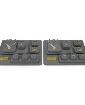 Set espositore per gioielli in velluto grigio scuro dal design creativo
