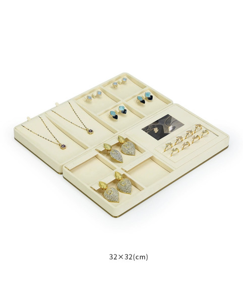 High End Off White Velvet Gold Base ékszer kijelző szett eladó