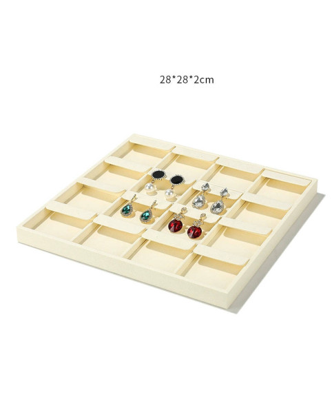 Présentoir à boucles d'oreilles en velours blanc cassé à vendre