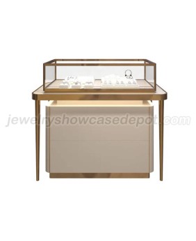 Luxury Stainless Steel Wooden Jewellery Display Glass Cabinet