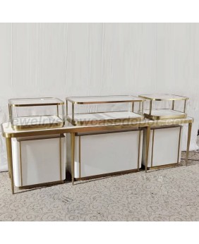 Luxury Stainless Steel Wooden Glass Jewellery Display Cabinet