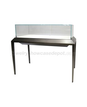 Modern Brushed Black Jewelry Display Cases Modern Glass Top  Jewelry Display Case
