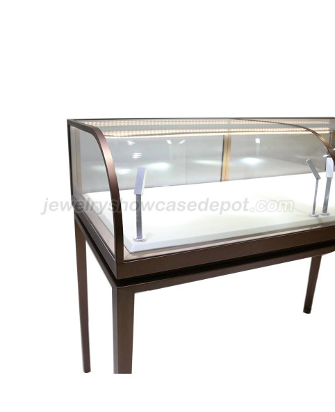 Vitrinas de joyería de vidrio curvo personalizadas a la venta