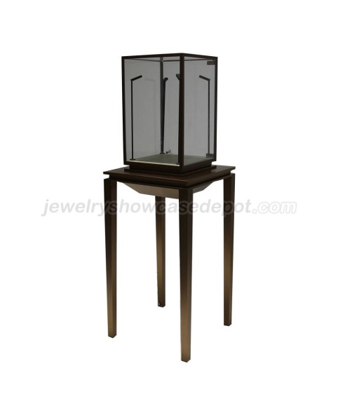 Luxury Rose Gold Glass Jewelry Store Tower Display Case