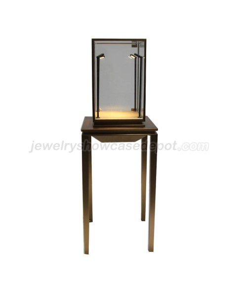 Luxury Rose Gold Glass Jewelry Store Tower Display Case