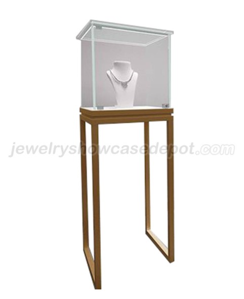 Custom Commercial Free Standing Glass Jewelry Display Case With Lock