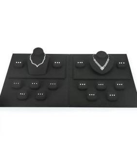 Conjuntos de exibição de vitrine de joias novas de veludo preto luxuoso