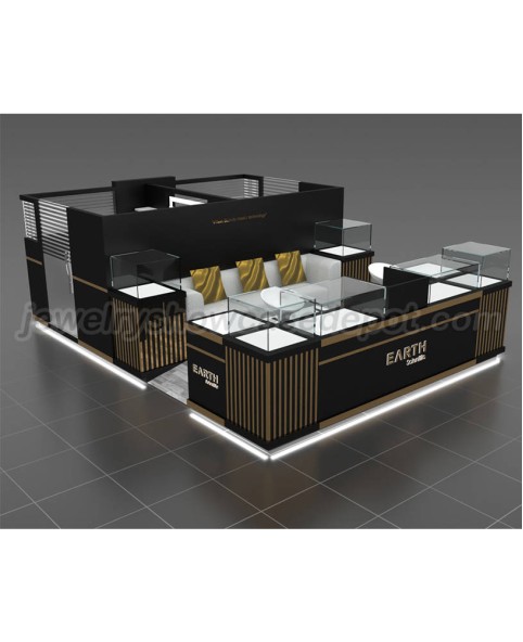 Kiosque de centre commercial de vente au détail de bijoux en verre en bois personnalisé haut de gamme