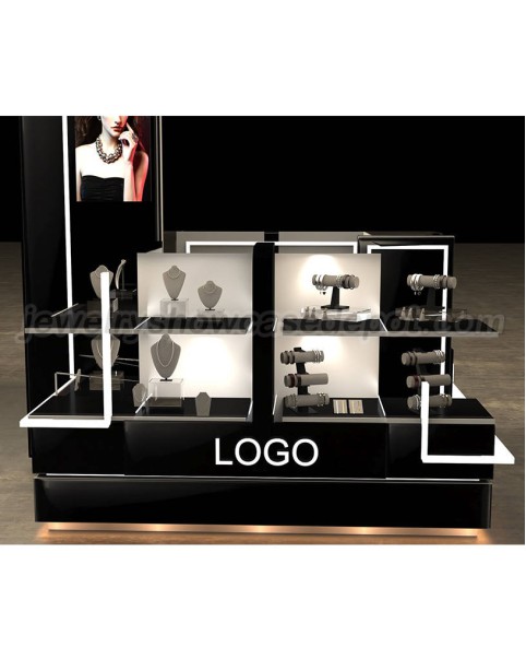 Komercyjny luksusowy czarny drewniany kiosk z biżuterią Mall na sprzedaż