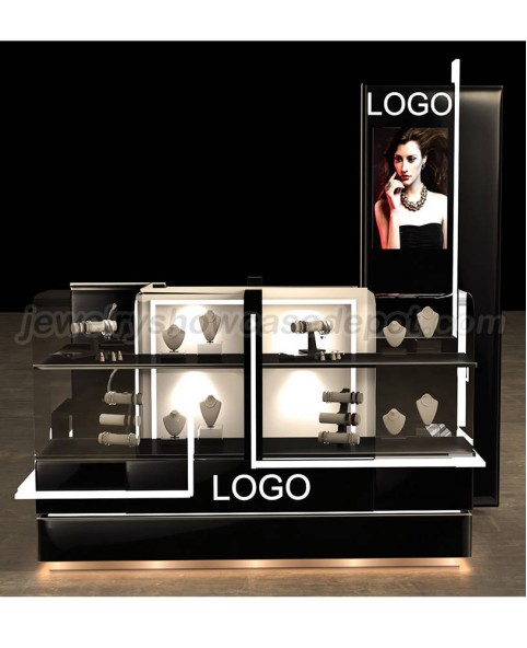 Komercyjny luksusowy czarny drewniany kiosk z biżuterią Mall na sprzedaż