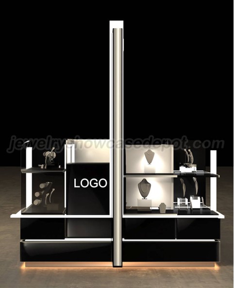 Kiosque de bijoux de centre commercial en bois noir de luxe commercial à vendre