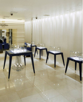 Vloerstaande sieraden winkel vitrine