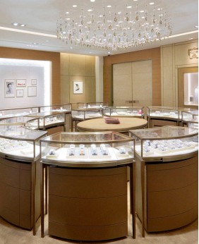 Custom Wooden Glass Jewelry Showcase Design