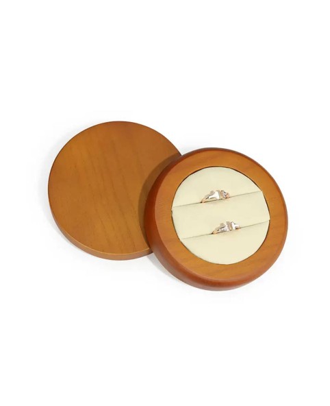 Luxury Wooden Cream and Gray Velvet Ring Display Tray