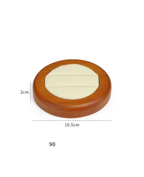Luxuriöses Ring-Display-Tablett aus cremefarbenem und grauem Samt aus Holz