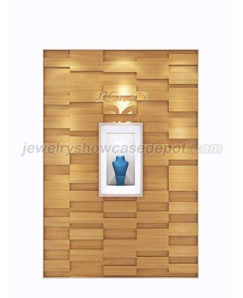 High-end houten sieraden display showcase voor muur