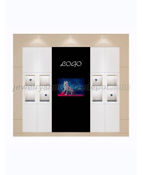 Exhibición de pared de tienda de joyería moderna de madera personalizada de lujo