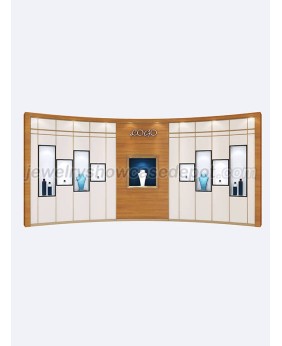 Unidade de exibição de parede para loja de joias modernas de madeira personalizadas de luxo