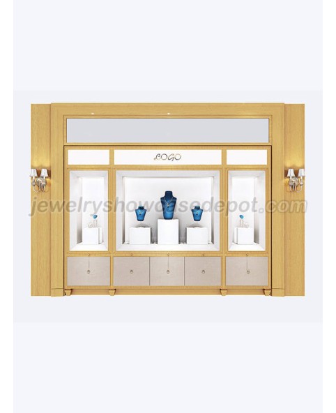 Роскошный изготовленный на заказ деревянный современный настенный витринный шкаф для ювелирных изделий