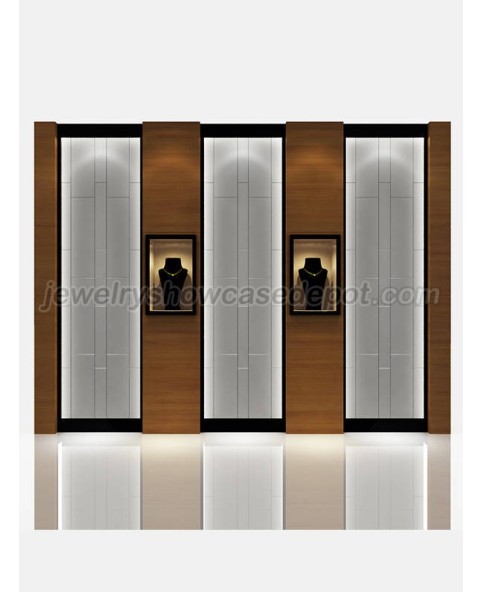 Luxury Wooden Jewelry Shop Wall Mounted Jewelry Display Case