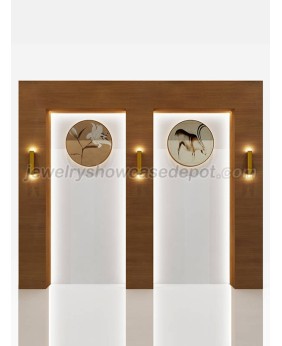 Modern Wooden Jewelry Store Wall Display Case 