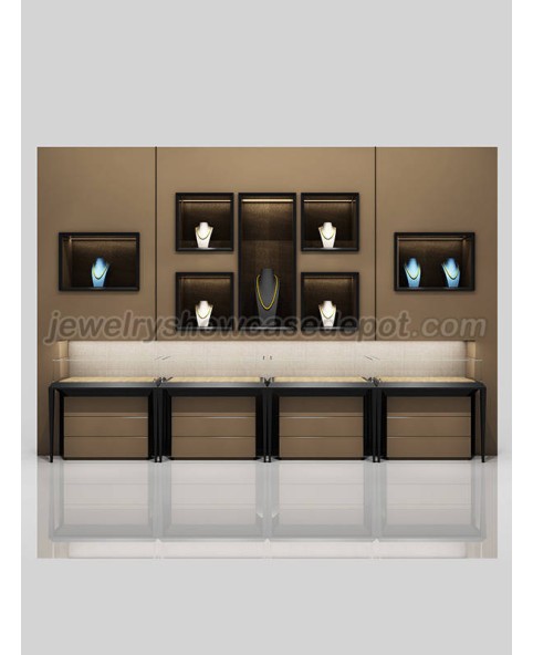Luxury Wooden Glass  Jewellery Wall Display Showcase