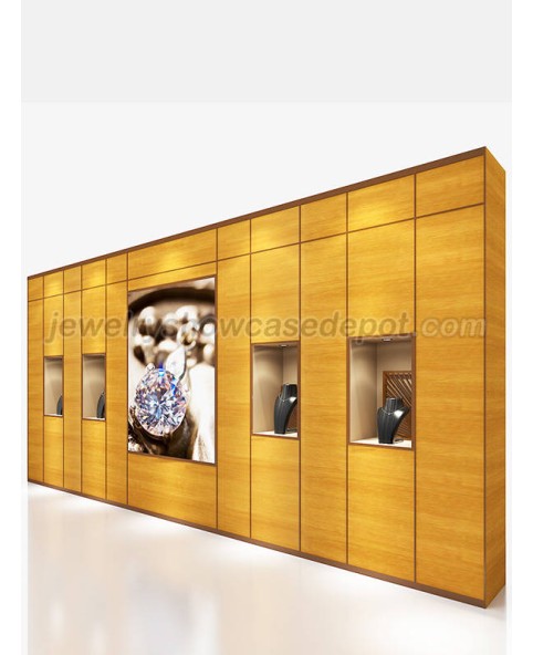 Розничная роскошная деревянная витрина дисплея ювелирных изделий держателя стены