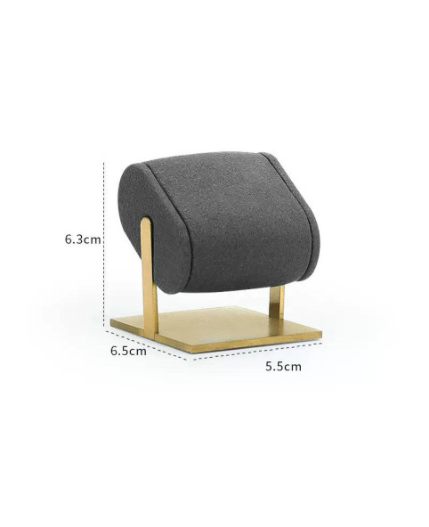 Luxe donkergrijs fluwelen gouden metalen horlogestandaard