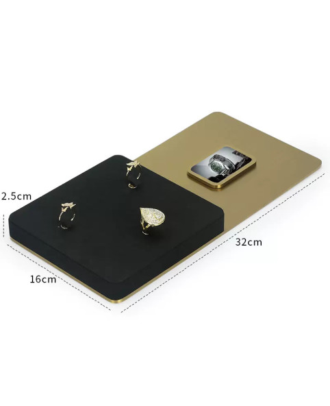 Luxe gouden metalen zwarte fluwelen horloge display lade