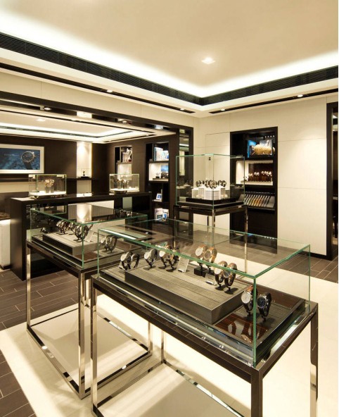 Design di visualizzazione del negozio di orologi in legno di lusso