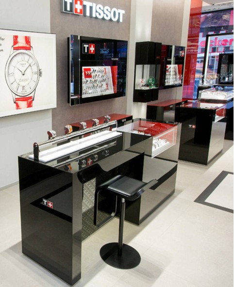 Diseño de tienda de relojes de madera al por menor de lujo