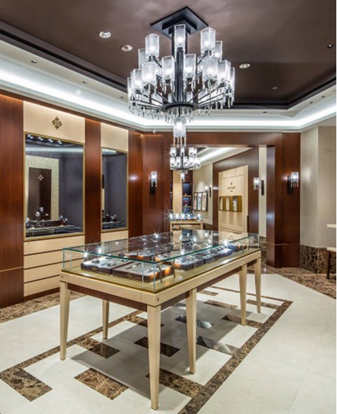 Armário de exibição de loja de relógios de madeira de varejo de luxo