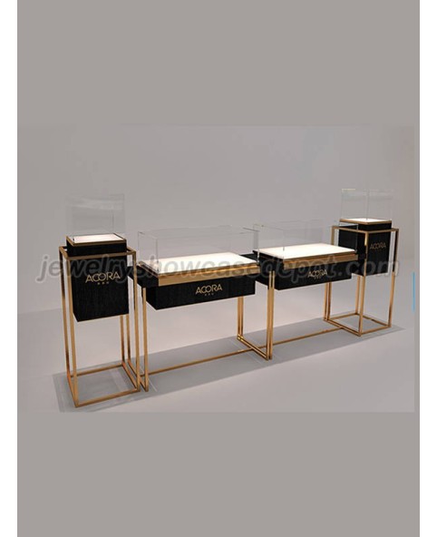 Creative Design Modern Floor Standing Custom Glass Jewelry Display Cases