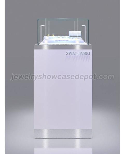 Creative Design White Silver Luxury Crystal Jewelry Display Cabinet Showcase