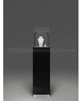 Custom Design Black Pedestal Jewelry Display Showcase Cabinet