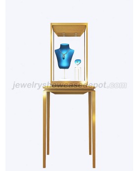 Custom Retail Portable Glass Floor Standing  Jewelry Display Case 