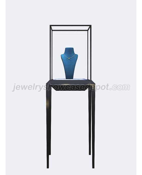 Estojo de exibição de joias de chão de aço inoxidável preto personalizado moderno