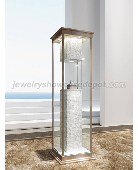High End Floor Standing Pedestal Jewelry Display Case Jewellery Glass Display Cabinets